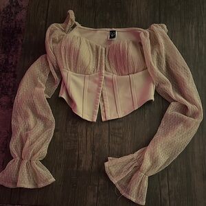 Windsor Cream Sheer Sleeve Corset Blouse